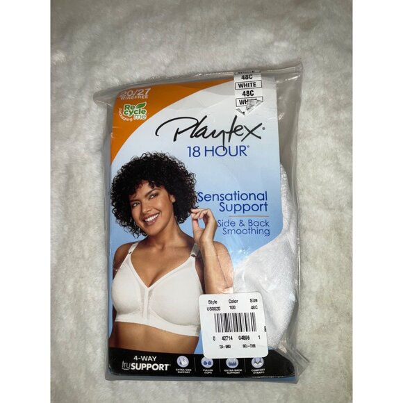 Playtex 18 Hour Sensational Support Wireless Bra 20/27 WHITE 48C - Picture 2 of 6
